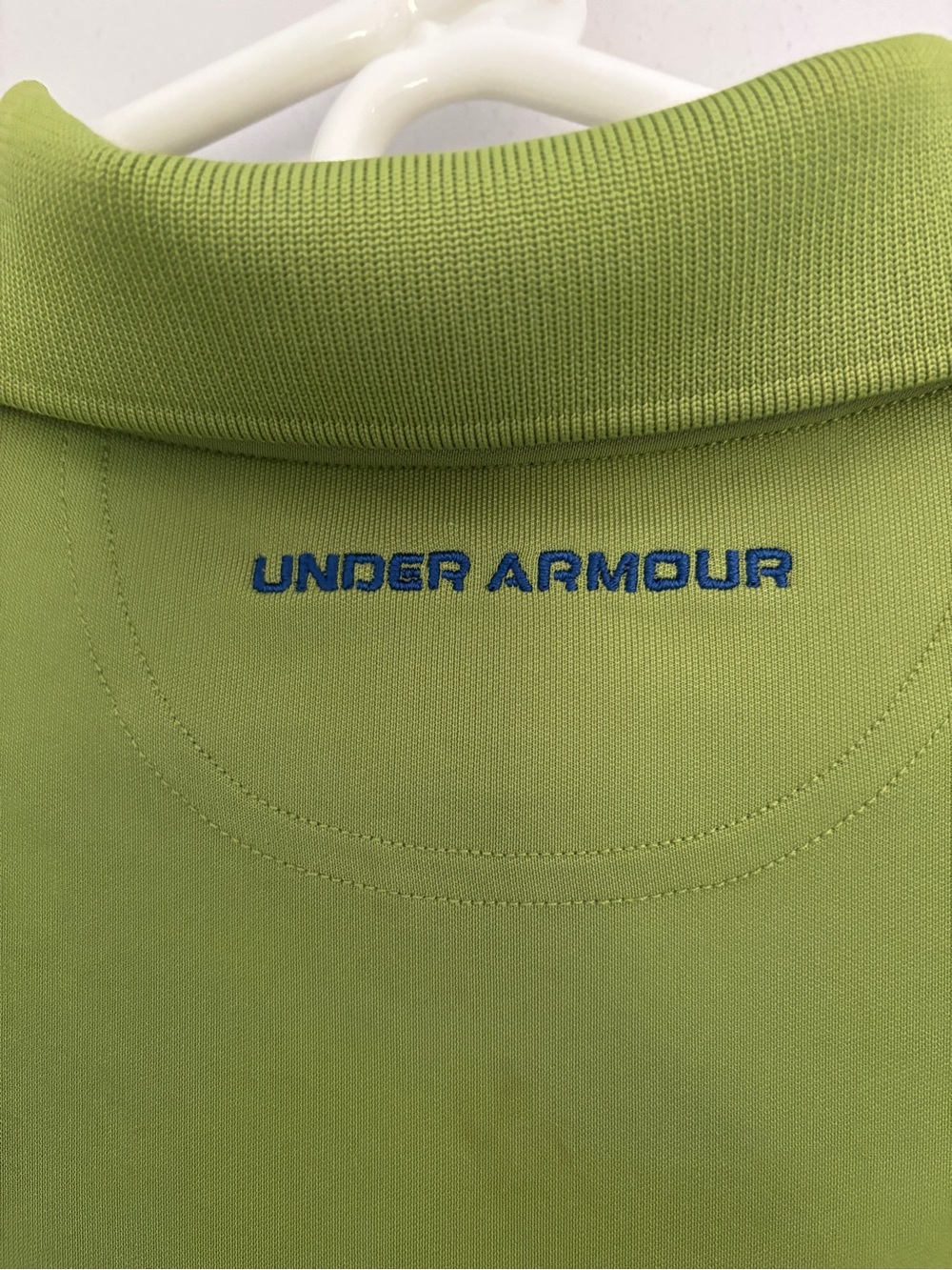 Under Armour Green Large SunmerPolo Shirt Heat Gear Loose with Blue Logo 50 x 29 - Picture 6 of 10
